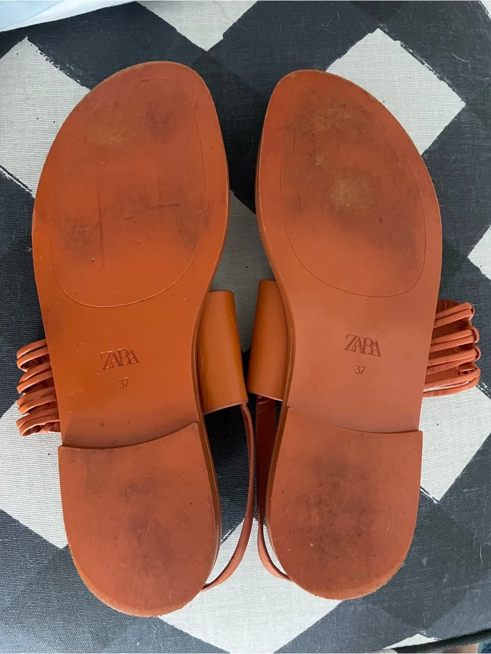 Zara Hermes Orange Knotted leather Flat Sandals